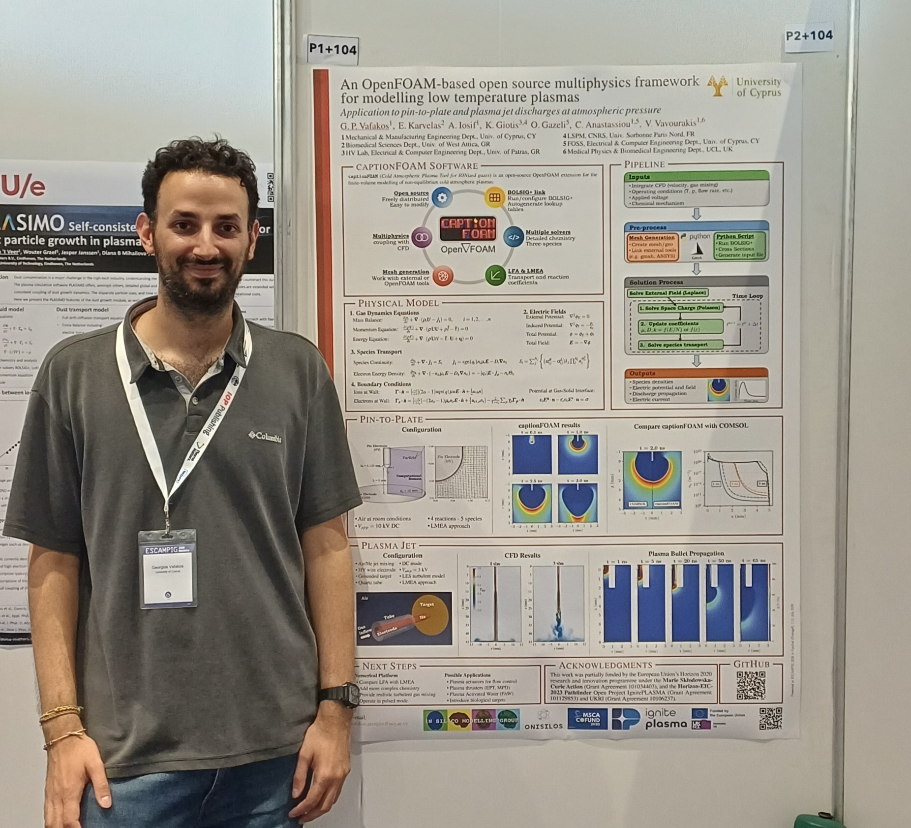 George Vafakos beside his captionFOAM poster at ESCAMPIG 2026, Funchal.